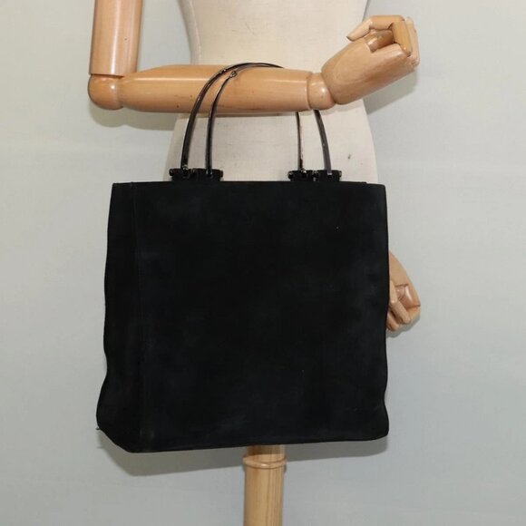 GUCCI Hand Bag Suede Black Silver 002 1025 Auth ep9555 - Picture 3 of 16